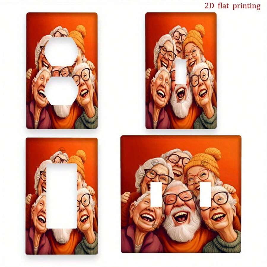 1pc Abstract Print Switch Panel Cover, Flat Printed Decorative Plate For Bathroom, Kitchen, Bedroom, Office Wall Decor - A - View 1