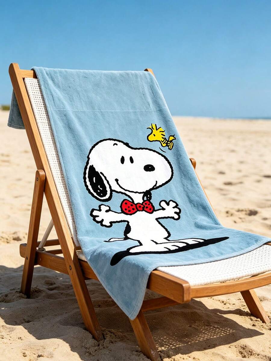 Khăn tắm biển Snoopy bán chạy nhất, chất liệu sợi siêu mịn, khăn tắm biển hoạt hình cho trẻ em, khăn thấm hút tốt cho mùa hè bên bờ biển. - hình chữ nhật - Xem 1