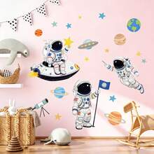 Cartoon Astronaut Pilot Wall Stickers, Suitable For Baby Nursery, Children's Bedroom, Kindergarten, Classroom Decor, Space Theme - Multicolor - View 11