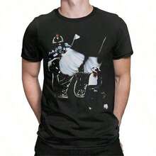 Men's Graphic Print T-Shirts, King Of Pop, Moonwalk, Funny Short Sleeve Crew Neck T-Shirts, Printed Cotton T-Shirts, Novelty T-Shirts For Men - 黑色 - 查看 2