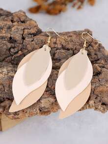 1 Đôi bông tai da nhiều lớp hình lá chữ S tối giản thời trang, phù hợp cho phụ nữ đeo hàng ngày. - Nhiều màu - Xem 3