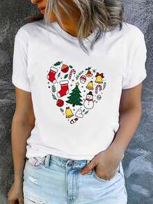 Women's Summer T-Shirt, Short Sleeve And Printed, Modern And Casual, Machine Washable, Comfortable Fit, 2D Flat Print. - White - View 12