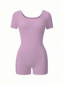 Mono de mujer , escote en U, silueta minimalista, ropa interior moldeadora cómoda, casual, sexy, versátil para exteriores, viajes, fiesta en la playa, vacaciones en el campo, vacaciones, Pascua, graduación, regreso a la escuela, mono de verano, ajust - Morado - Ver 5