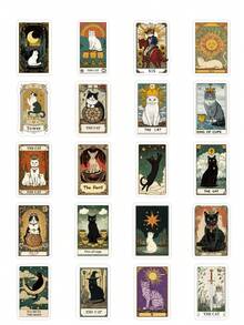 Add A Touch Of Mystical Magic To Every Craft Project! These 50pcs Cat Tarot Stickers, Witchy Black Cat Decals For Scrapbooking, Bullet Journal, Diy Crafts & Altar Decor Are A Must-Have For Every Creative Witch! - Multicolor - View 6