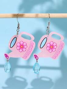 1 Đôi bông tai dáng dài bằng acrylic màu hồng, dễ thương, sáng tạo, họa tiết hoa độc đáo, thích hợp đeo hàng ngày, làm quà tặng trang sức cho nữ trong các dịp lễ hội. - Nhiều màu - Xem 6