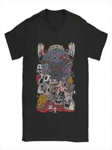 Awesome The Binding Of Isaac Themed T-Shirt, Women's Pure Cotton Crew Neck T-Shirt, 90s Cartoon Short Sleeve T-Shirt, Plus Size T-Shirt. - 黑色 - 查看 1