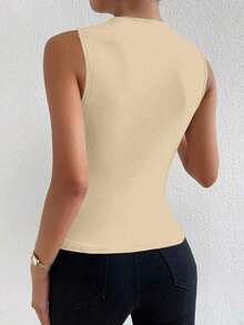 Blusa casual versátil con cuello alto y plisados para mujer - Albaricoque - Ver 2