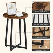 Small Round Side Table, Compact Bedside Table, Coffee Table Featuring A Metal Frame, Industrial-Style Round Sofa Tables For The Hallway In The Living Room, Durable, Rustic Brown End - Rustic Brown - View 8