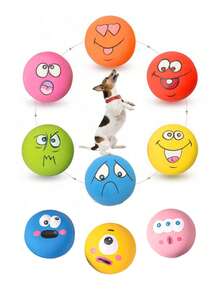 6pcs Cute Big-Eyed Dog Squeaky Toys, Rubber Pet Chew & Dental Cleaning Balls (With Built-In Squeaker), Durable Dog Balls (Suitable For Fetch Games), Long-Lasting, Elastic, Lightweight And Floatable, Suitable For Dogs Of All Sizes To Play, Interact And Train - Multicolor - View 7