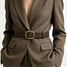 Retro American Coffee Color Pin Buckle Y2K Waist Belt, New Niche High-End PU Leather Decorative Versatile Belt - A - View 1