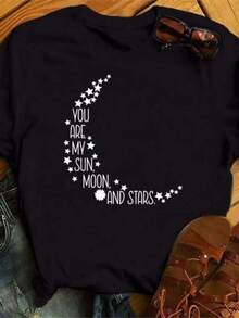 New Moon Butterfly Printed Women Tshirt Funny 90s Ulzzang Short Sleeves T Shirt Fashion Lady Yong Girls Gifts Shirts - Negro - Ver 2