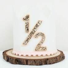 半岁生日装饰套装（半件），包括半顶皇冠生日帽、粉色高脚椅横幅（适合6个月宝宝生日）、派对背景墙装饰、生日派对用品、生日礼物，适用于生日派对和周年纪念日、拍照道具、生日装饰、生日头饰 - A - 查看 4