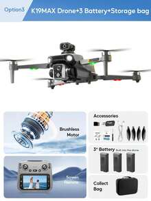 K19 MAX Brushless Drone With 4.5in Screen Remote, HD Dual Camera, 90° Adjustable Lens, Optical Flow Hover, Smart Obstacle Avoidance, Long Battery Life, Foldable RC Quadcopter For Outdoor Photography, Birthday & Christmas Gift - View 9