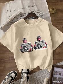 Grunge And Urban Style Short Sleeve T-Shirt, Fashionable Short Sleeve T-Shirt For Spring And Summer 2026, Made In Mexico, 180 Grams. Cartoon Print, Couple Design, Suitable For Indoor Or Outdoor Wear. Crew Neck, Unisex, Ideal For Office And Leisure. One-Piece Pack. - APR-P631577SLNDXZGY515 - 查看 4
