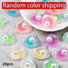 5-20 chiếc mặt dây chuyền ngọc trai hình vỏ sò lấp lánh bằng acrylic dễ thương, phụ kiện tự làm trang sức cho vòng cổ và vòng tay. - Mặt dây chuyền vỏ sò và ngọc trai - Xem 9