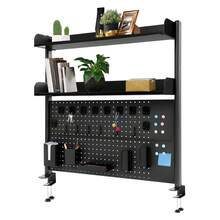 CNCEST Desk Pegboard, Clamp On Desk Organizer Shelf, Desktop Bookshelf Storage Shelves, Privacy Panel For Home Office Dorm Gaming Desk, Carbon Steel, 39.4" X 37.4", Black - 黑色 - 查看 1