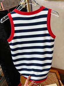 Áo tank top nữ dài vừa phải, co giãn tốt, kẻ sọc, viền đỏ. - Nhiều màu - Xem 2