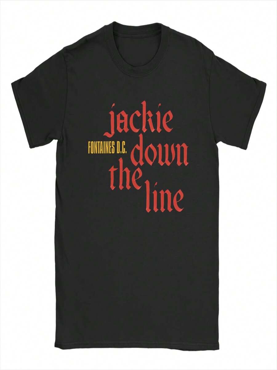 Fontaines DC Romance Album Tour T-Shirt, Feminine Style, Pure Cotton T-Shirt, Round Neck Summer T-Shirt, Fashionable Printed T-Shirt, Size 4XL. - 黑色 - 查看 1