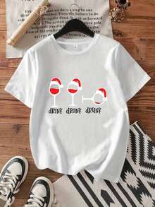 Funny Wine Glass T-Shirt For Women - Printed With A Red Wine Glass Design, Spill Pattern And Phrases For Wine Lovers - Casual Short Sleeve Crew Neck Summer T-Shirt - White With Red Wine Glass Pattern - Machine Washable Garment, Ideal For Bachelorette Parties And Everyday Wear - Medium Stretch Fabric - Humorous Wine Themed Clothing - Loose And Comfortable Fit - Funny Wine Glass Print - Perfect For Casual Outings. - 白色 - 查看 7