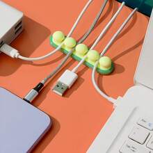 1pc Desktop Fixed Cable Organizer, Silicone Cable Management Hub, Self-Adhesive Wire Winder For Data Cable Winding And Storage - Multicolor - View 3