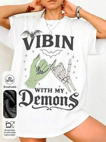 Gift Women's Summer T-Shirt With Graphic Print, Round Neck, Short Sleeve, Casual, Plus Size, Comfortable And Loose Fit, Modern For Everyday Wear, Suitable For A Casual And Simple Style For Everyday, Soft. - 白色 - 查看 1