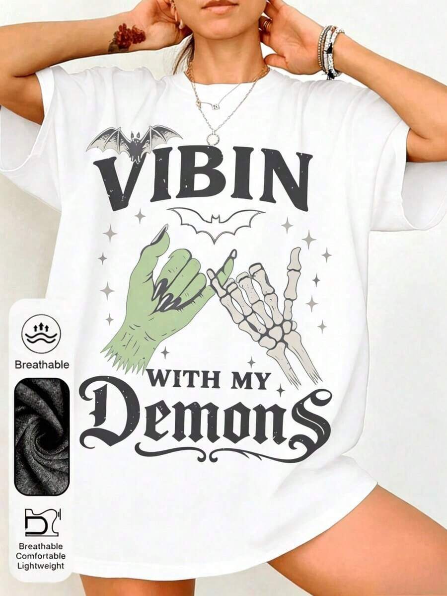 Gift Women's Summer T-Shirt With Graphic Print, Round Neck, Short Sleeve, Casual, Plus Size, Comfortable And Loose Fit, Modern For Everyday Wear, Suitable For A Casual And Simple Style For Everyday, Soft. - 白色 - 查看 1