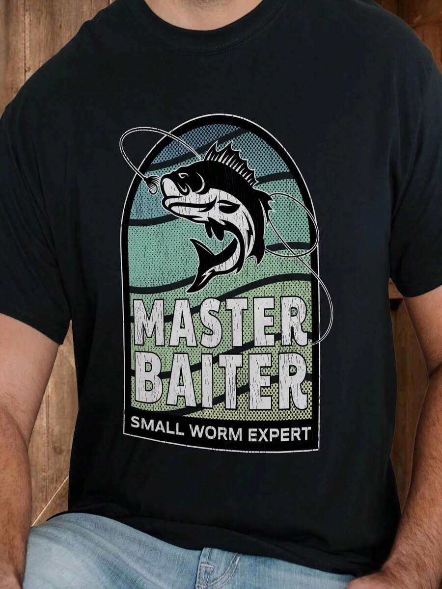 MasterBaiter Fishing Funny Girl Fun Offense Bass Fishing Humor T-Shirt Fishing Jokes Birthday Christmas S Dad Husband - 黑色 - 查看 1