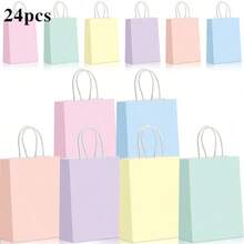 12/18/24/30 piezas Bolsas de regalo de fiesta de cumpleaños con macarons de colores, 6 series pastel con asas, material de papel, tamaño 22*16*8cm, adecuado para fiestas de cumpleaños, bodas, compras minoristas, envoltura de regalos y decoración, eventos empresariales, vacaciones - View 11