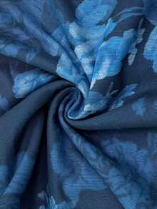 Body de manga larga con hombros transparentes y estampado de leopardo para mujer - Azul marino - Ver 5
