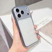Funda de teléfono transparente de dos tonos estética, funda delgada 2 en 1 a prueba de golpes con borde negro incorporado y recortes precisos para la cámara, funda transparente compatible con iPhone - Negro - Ver 2