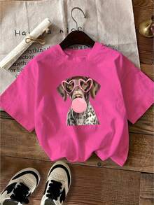 New 2026 Collection: Cotton T-Shirt, Casual Letter Print T-Shirt, Short Sleeve, Round Neck, Casual Top For Summer And Spring, Women's Clothing, 100% Cotton, Durable - 綠色 - 查看 11