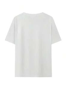 NEW Quick-Drying T-Shirt With Bold Cross Graphic, Soft And Breathable Fabric, Regular Fit, Elegant Black Christian Casual T-Shirt, -Unisex Summer Top-Vintage Street Style Unisex Loose Cotton Short Sleeve Crew Neck T-Shirt - 白色 - 查看 2