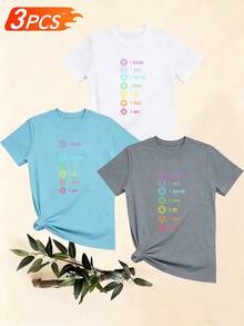 Women's T-Shirts, Women's T-Shirts, Casual One-Piece T-Shirt For Women With Chakra Print And Slogan, Loose Fit, Breathable, Cotton And Short Sleeve. - 1件白色隨機圖案 - 查看 6