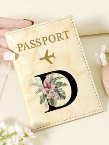 1pc A-Z 26 Letters Fashionable Letter Print Stylish Burgundy Passport Cover, Premium PU Leather Passport Wallet With Multi-Card Pockets For Credit Cards, Boarding Passes, And IDs, Compact And Portable Travel Essentials Organizer For Women, Men - Pink - View 27