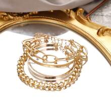 VKME Set de 4 piezas de pulsera abierta hueca con diseño de AMOR, hecho de material compatible - XH928KME1299 - Ver 5