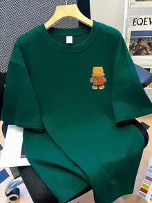 Crew Neck T-Shirt With Bear Print, Plus Size Women's Urban Fashion Item, Suitable For New Year's, Daily Wear, Outings, Beach, Parties, School, Vacation, Travel. Summer Vacation Outfit, Beach Vacation Outfit, Spring Outfit, Mother's Day Gift; Graduation - 深綠色 - 查看 2