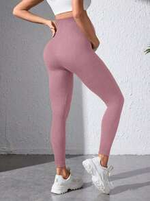 Leggings deportivos de maternidad negros sin costuras - Rosa vieja - Ver 7