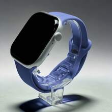 1 pieza Correa de reloj de silicona con hebilla de mariposa de unicolor, unisex, de moda y casual, compatible con Apple Watch de 38mm, 40mm, 41mm, 45mm, 46mm, 44mm, 42mm, 49mm, suave y cómoda, resistente al agua, compatible con Apple Watch Series SE8/7/6/5/4/3/2/1 como accesorio de repuesto para smartwatch - Azul mediterraneo - Ver 1