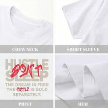 Camiseta de gran tamaño con estampado, ropa de calle para hombre, camiseta vintage con letras, camiseta de algodón inspiradora y positiva QWUE - Blanco - Ver 6