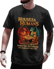 Camiseta "Houses and Humans" - Camiseta de Dungeons Gaming - Camiseta Gráfica de Dungeon para Hombre - Camisetas Navideñas para Gamers PDVC - Blanco - Ver 12