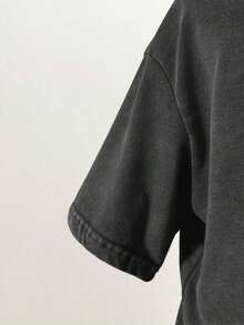 Camiseta de manga corta de verano con cuello redondo y estampado de letras para hombres Manfinity - Negro - Ver 6
