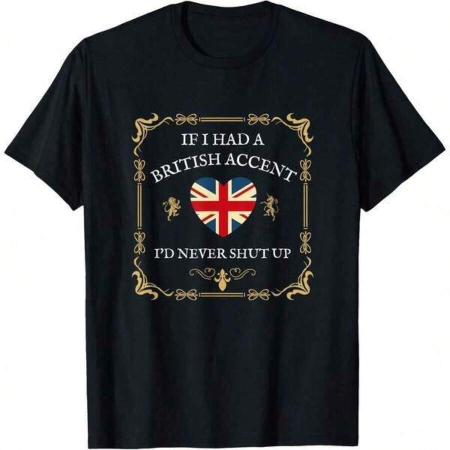 IF I HAD A BRITISH ACCENT I WOULD NEVER SILENCE MYSELF, UK FLAG T-Shirt BRITISH DOHB - Black - View 1