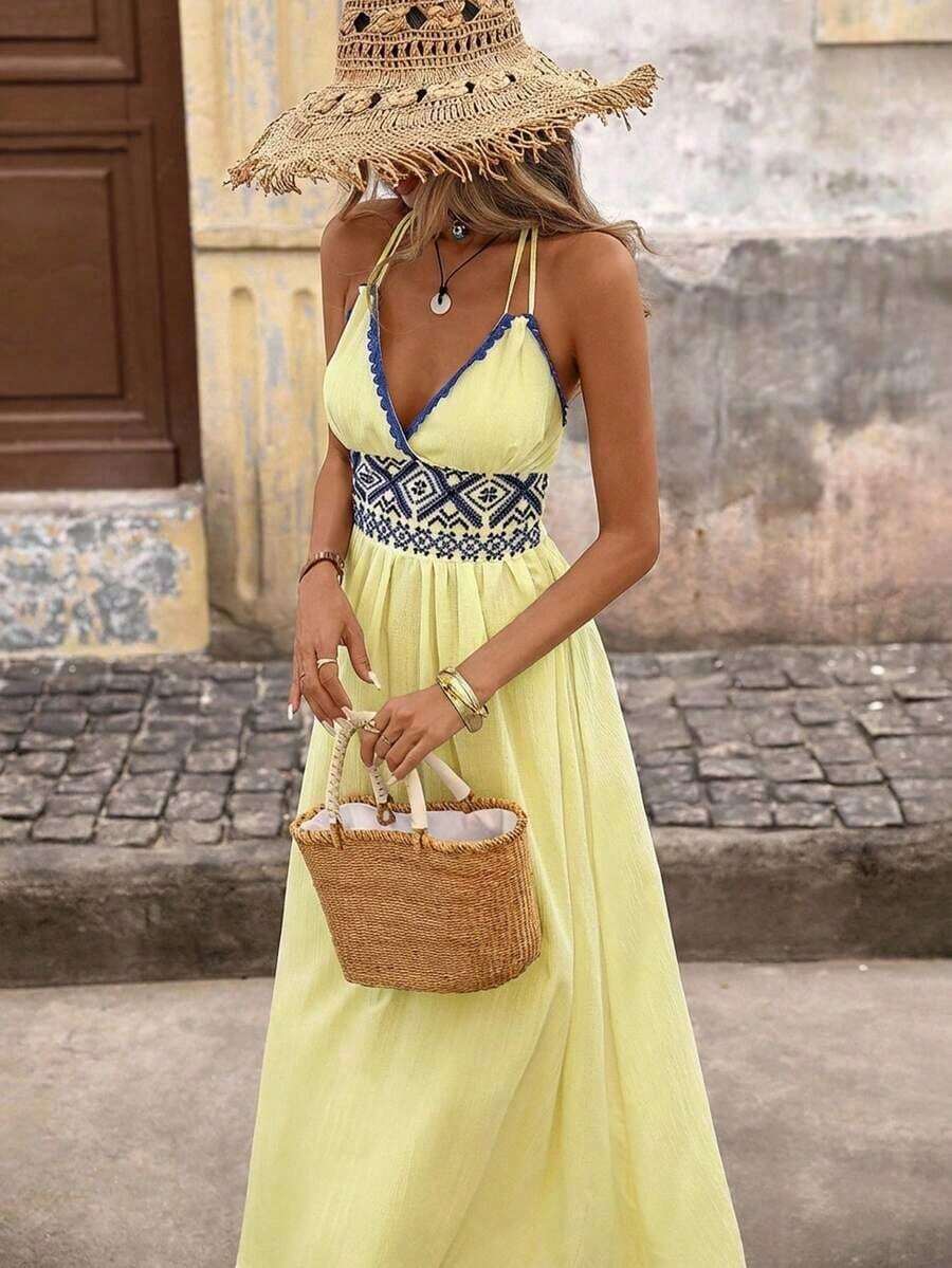 Women Midi Dresses - 淺黃色 - 查看 1