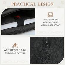 Bolso de tote para computadora portátil de 15.6 pulgadas con múltiples compartimentos, ligero e impermeable, con estampado floral en relieve, para mujer, con bolsillos para bolígrafos, bolsillos de malla y pañuelo de seda, para el trabajo - Multicolor - Ver 5