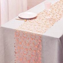 1 Roll Rose Gold Large Star Mesh Polyester Table Runner, Suitable For Atmosphere Decoration, Tabletop Decor, Table Setting Arrangement, Independence Day, Juneteenth And Other Holiday Celebrations - View 3