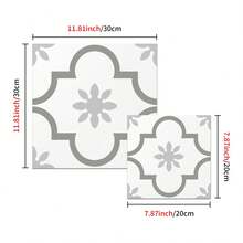 Set de 12 pegatinas de pared con patrón floral francés, pegatinas decorativas retro y gruesas para azulejos de baño, piso y pegatinas antideslizantes con flores y ladrillos para la renovación del fondo de la cocina, pegatinas de pared extraíbles - PTS007 - Ver 8