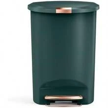 Simplehuman 50 Liter / 13 Gallon Semi-Round Kitchen Step Trash Can With Secure Slide Lock, Black Plastic - Thợ săn - Xem 1