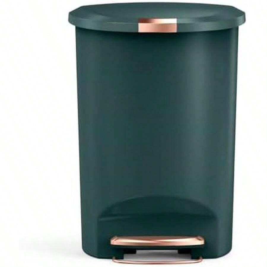 Simplehuman 50 Liter / 13 Gallon Semi-Round Kitchen Step Trash Can With Secure Slide Lock, Black Plastic - Thợ săn - Xem 1