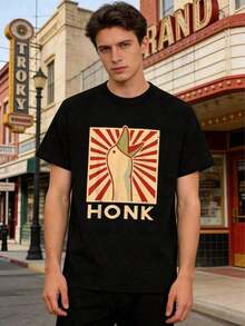 Honk Goose Funny Joke Spoof Humor Shirt - Black - View 4