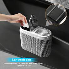 Thùng rác xe hơi lấp lánh, thùng rác treo có nắp đính đá lấp lánh, phụ kiện nội thất xe hơi - nhiều màu - Xem 5